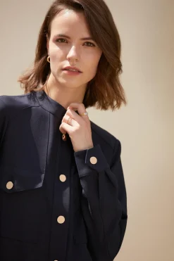 Online Oasis Petite Smart Boxy Pocket Detail Jacket Navy