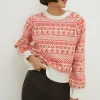 Fashion Oasis Petite Statement Button Fairisle Jumper Pink