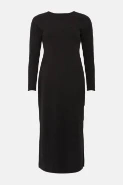 Online Oasis Petite Strappy Back Crepe Jersey Midi Dress Black