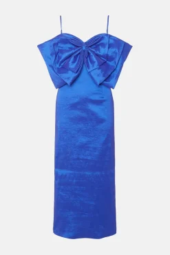 Online Oasis Petite Strappy Extreme Bow Column Midi Dress Blue