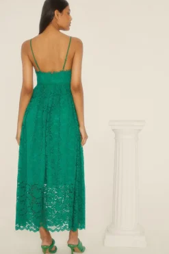 Hot Oasis Petite Strappy Lace Midaxi Dress Green