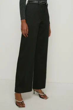 Outlet Oasis Petite Stretch Satin Straight Leg Trouser Black