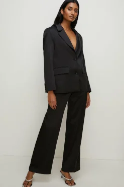 Outlet Oasis Petite Stretch Satin Tailored Blazer Black