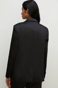 Outlet Oasis Petite Stretch Satin Tailored Blazer Black