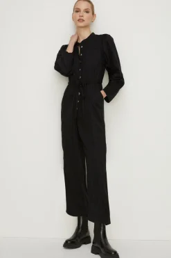 Clearance Oasis Petite Tencel Jumpsuit Black