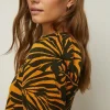 Hot Oasis Petite Textured Palm Print Mini Dress Multi