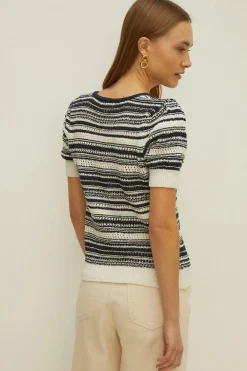 Online Oasis Petite Textured Stripe Jumper Lime