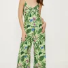 Sale Oasis Petite Tropical Print Strappy Jumpsuit Green