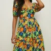 Outlet Oasis Petite Tulip Printed Square Neck Midi Dress Multi