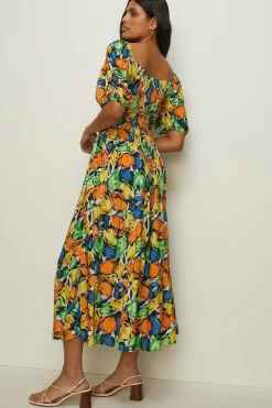 Outlet Oasis Petite Tulip Printed Square Neck Midi Dress Multi