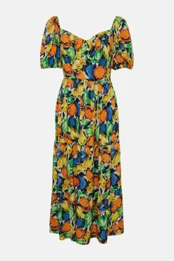 Outlet Oasis Petite Tulip Printed Square Neck Midi Dress Multi