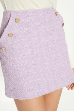 Fashion Oasis Petite Tweed Button Detail Mini Skirt Lilac