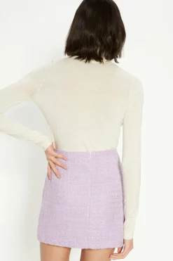 Fashion Oasis Petite Tweed Button Detail Mini Skirt Lilac