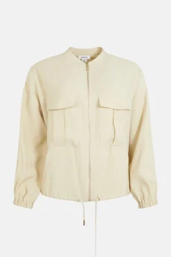 Hot Oasis Petite Twill Utility Crop Jacket Camel