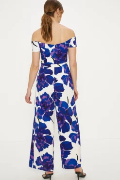 Outlet Oasis Petite Twist Front Floral Crepe Jumpsuit Ivory