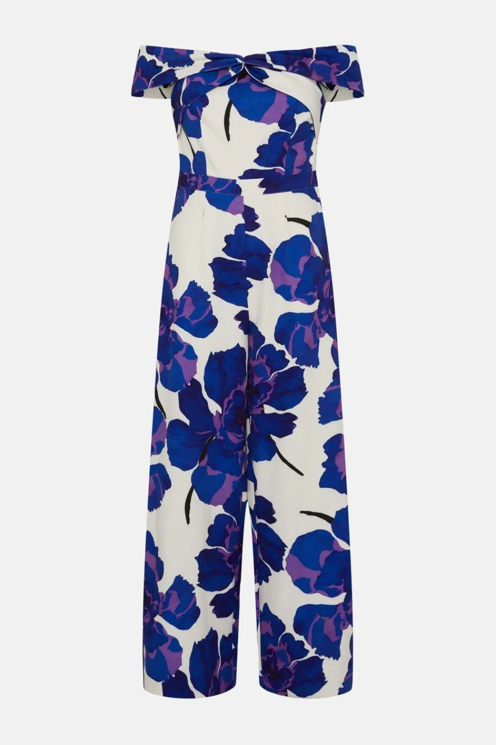 Outlet Oasis Petite Twist Front Floral Crepe Jumpsuit Ivory