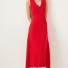 New Oasis Petite V Neck Sleeveless Dress Red