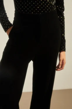 Sale Oasis Petite Velvet Wide Leg Trouser Black