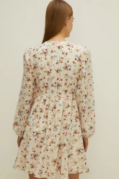 New Oasis Petite Vintage Keyhole Skater Dress Rose