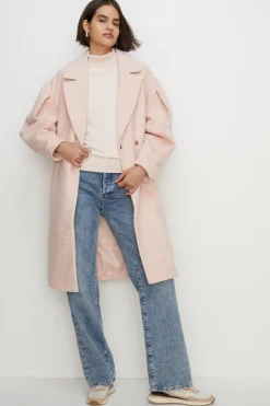 Fashion Oasis Petite Wool Mix Balloon Sleeve Coat Pink