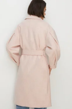 Fashion Oasis Petite Wool Mix Balloon Sleeve Coat Pink