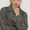 Fashion Oasis Petite Wool Mix Herringbone Oversized Coat Black
