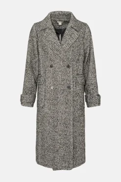 Fashion Oasis Petite Wool Mix Herringbone Oversized Coat Black