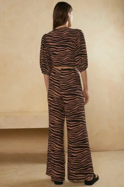 Best Oasis Petite Zebra Printed Wide Leg Trousers Natural