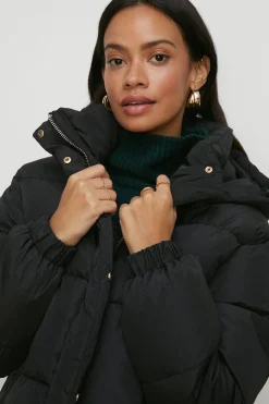 Online Oasis Petite Zip Through Puffer Coat Black
