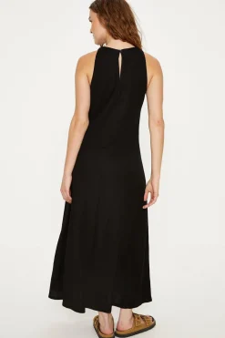 Hot Oasis Pique Halterneck Aline Midi Dress Black