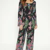 New Oasis Placement Border Floral Jumpsuit Black