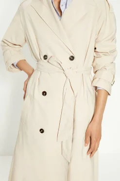 Online Oasis Pleat Detail Belted Trench Coat Beige