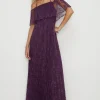 Best Oasis Pleated Strappy Tiered Lace Maxi Dress Purple