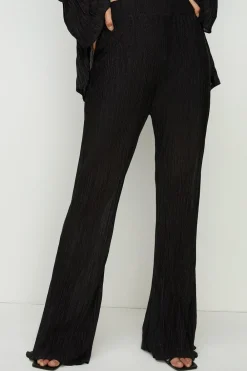 Best Oasis Plisse Wide Leg Trouser Co-Ord Black