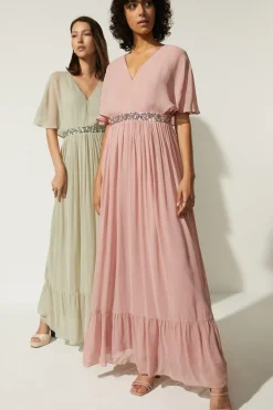 Online Oasis Plunge V Neck Embellished Waist Maxi Lilac