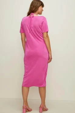 Outlet Oasis Plus Size Acetate Slinky Jersey Keyhole Front Midi Dress Hot Pink