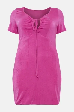 Outlet Oasis Plus Size Acetate Slinky Jersey Keyhole Front Midi Dress Hot Pink