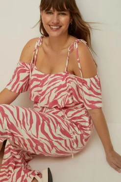 Best Oasis Plus Size Animal Printed Bardot Maxi Dress Pink