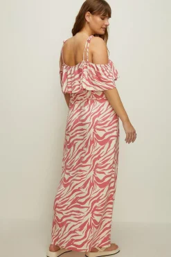 Best Oasis Plus Size Animal Printed Bardot Maxi Dress Pink