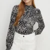 Sale Oasis Plus Size Animal Shirred Neck And Cuff Top Mono