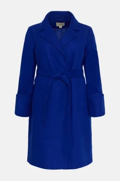 Sale Oasis Plus Size Belted Wrap Turn Up Cuff Coat Cobalt