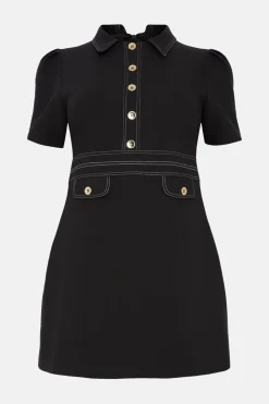 New Oasis Plus Size Button Detail Shift Dress Black