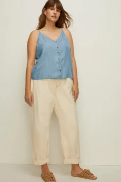 Outlet Oasis Plus Size Button Through Cami Pale Wash