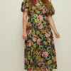 Best Oasis Plus Size Carnival Printed Puff Sleeve Dress Floral