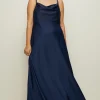 Hot Oasis Plus Size Cowl Double Strap Midi Dress Navy