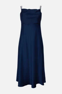 Hot Oasis Plus Size Cowl Double Strap Midi Dress Navy