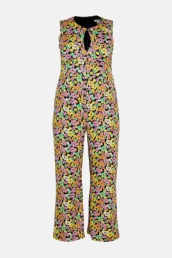 Discount Oasis Plus Size Ditsy Floral Keyhole Scuba Jumpsuit Multi