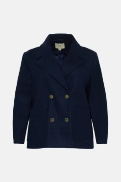 Hot Oasis Plus Size Double Breasted Pea Coat Navy