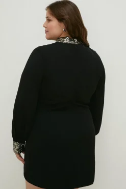 Sale Oasis Plus Size Embellished Shift Dress Black