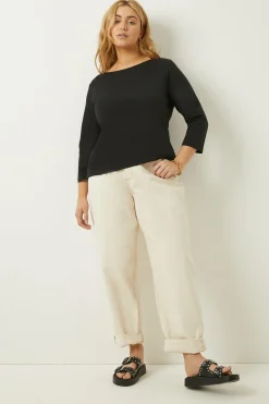 Fashion Oasis Plus Size Essential Cotton Slash Neck Top Black